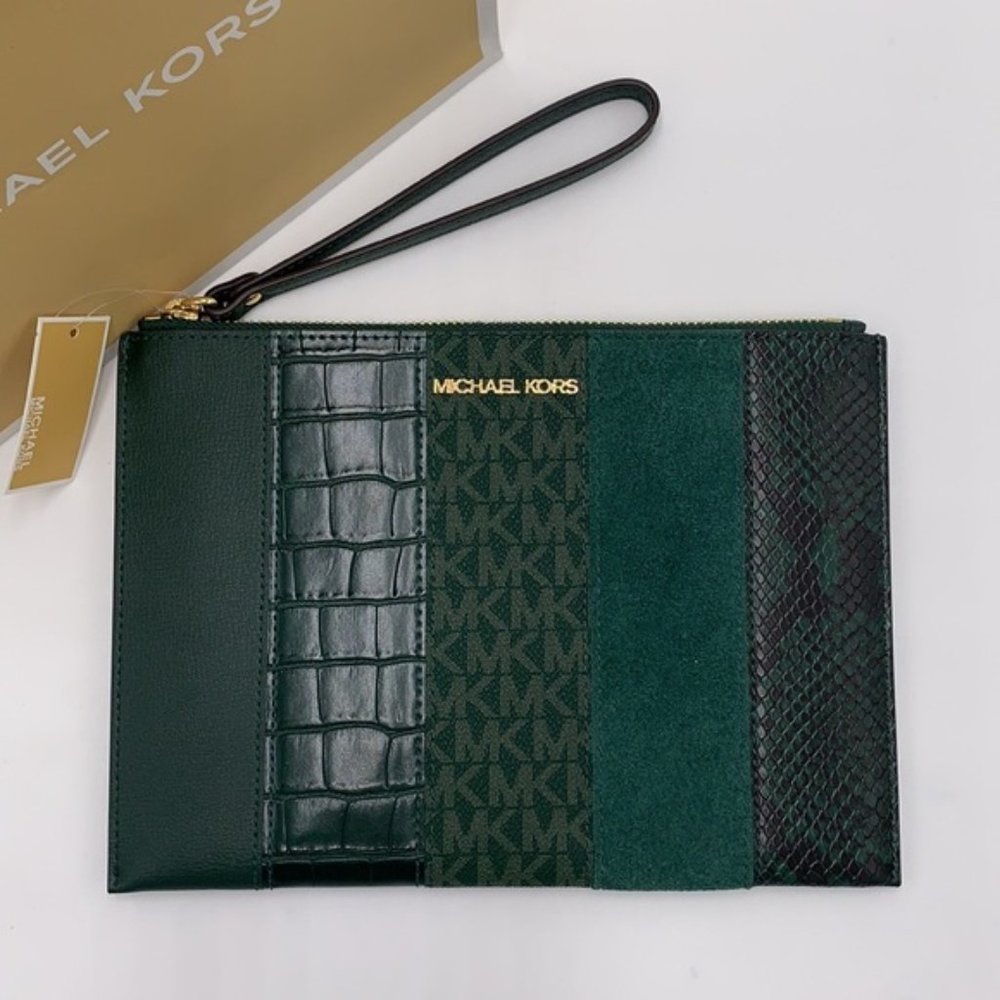Michael Kors JST XL Zip Clutch Wristlet - Racing Green Multi - Picture 12 of 15
